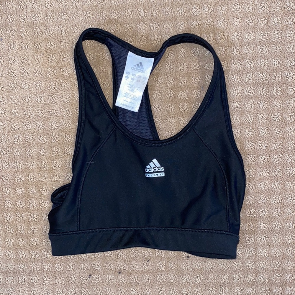 Adidas techfit small black sports bra!